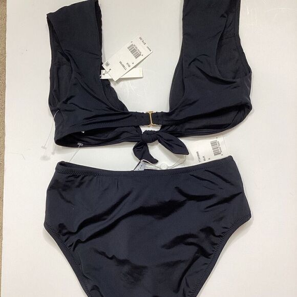 New. Trina Turk black front tie bikini set. 4-top/6-bottom. $155 - Picture 9 of 10